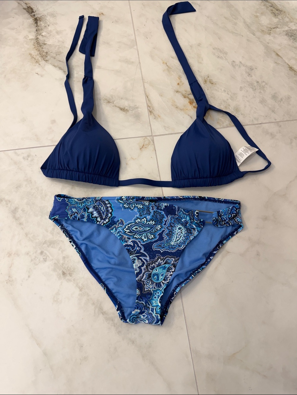 Ralph Lauren Navy Blue Paisley Two-Piece Bikini